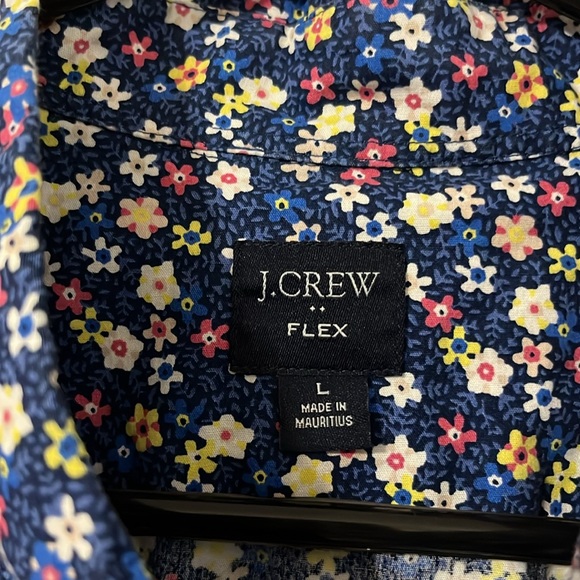 JCrew Flex Floral Short Sleeve Button Front Cotton Blend Shirt Sz L - Picture 2 of 11